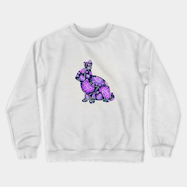 Purple floral bunny Crewneck Sweatshirt by Home Cyn Home 